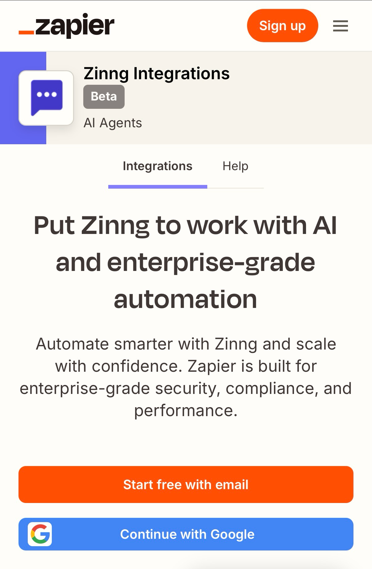 Zinng integration on Zapier